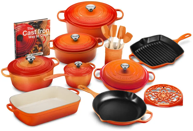 20-Piece Cast Iron Cookware Set Featuring 10.25-Inch Skillet and 1.75-Quart Covered Saucepan
