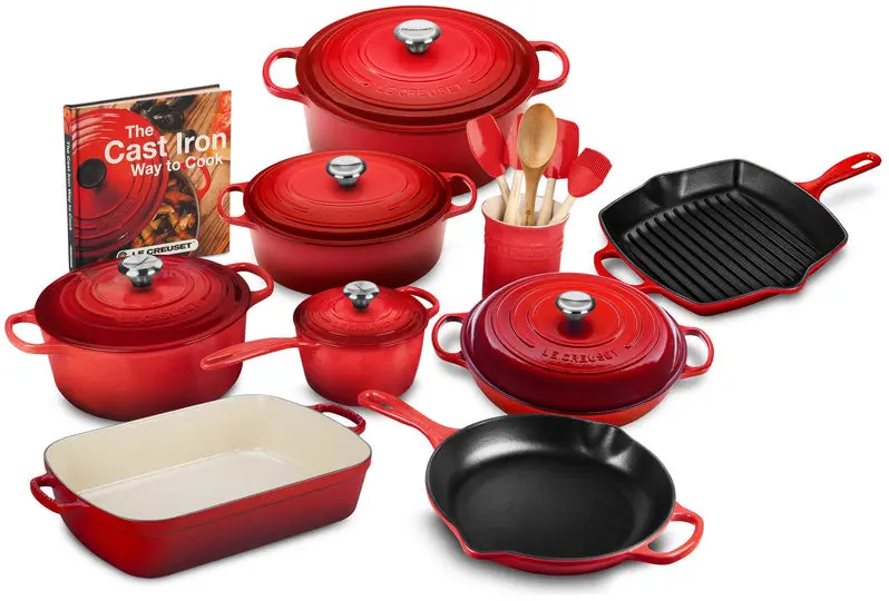 20-Piece Cast Iron Cookware Set Featuring 10.25-Inch Skillet and 1.75-Quart Covered Saucepan