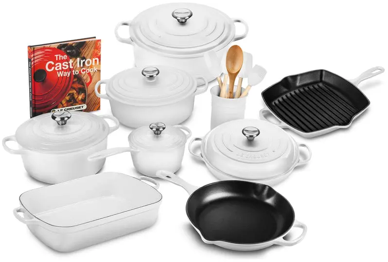 20-Piece Cast Iron Cookware Set Featuring 10.25-Inch Skillet and 1.75-Quart Covered Saucepan