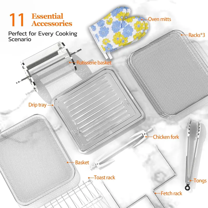 20-Quart 10-in-1 Air Fryer Oven Combo with Rotisserie and Dehydrating Racks
