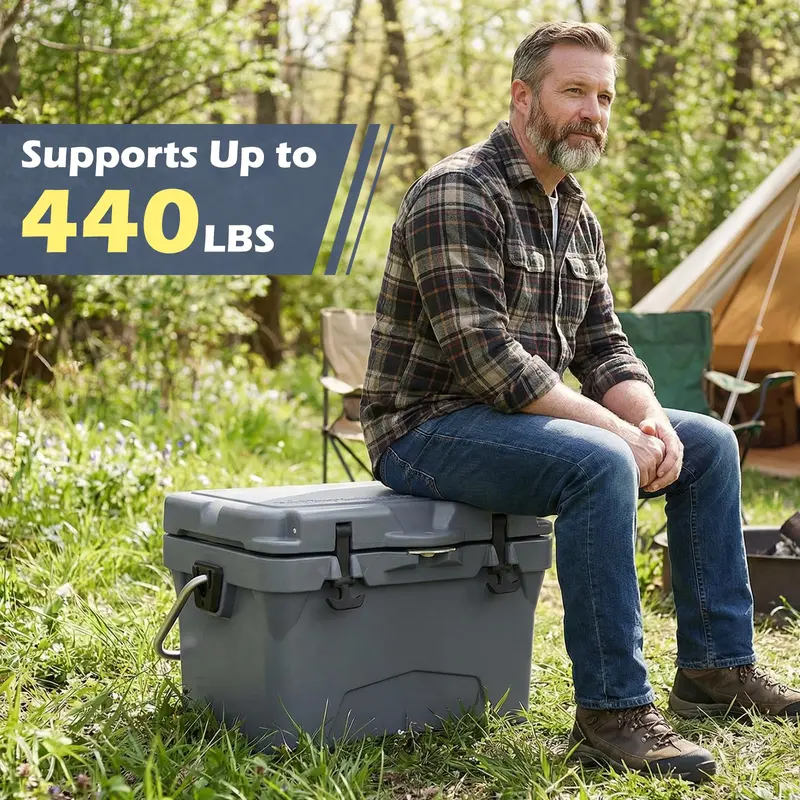 20-Quart Insulated Ice Chest – Portable Handles, Built-in Cup Holders & Measuring Ruler