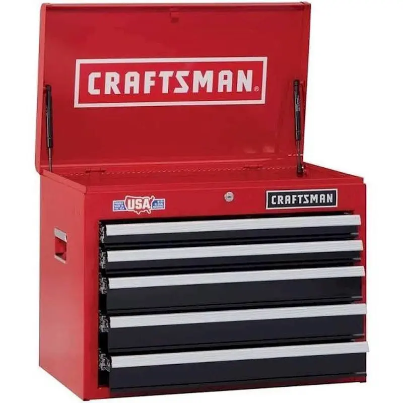 2000-Series Steel Tool Chest – 26"W × 19.75"H, 5-Drawer Red Storage Cabinet with Organized Layout