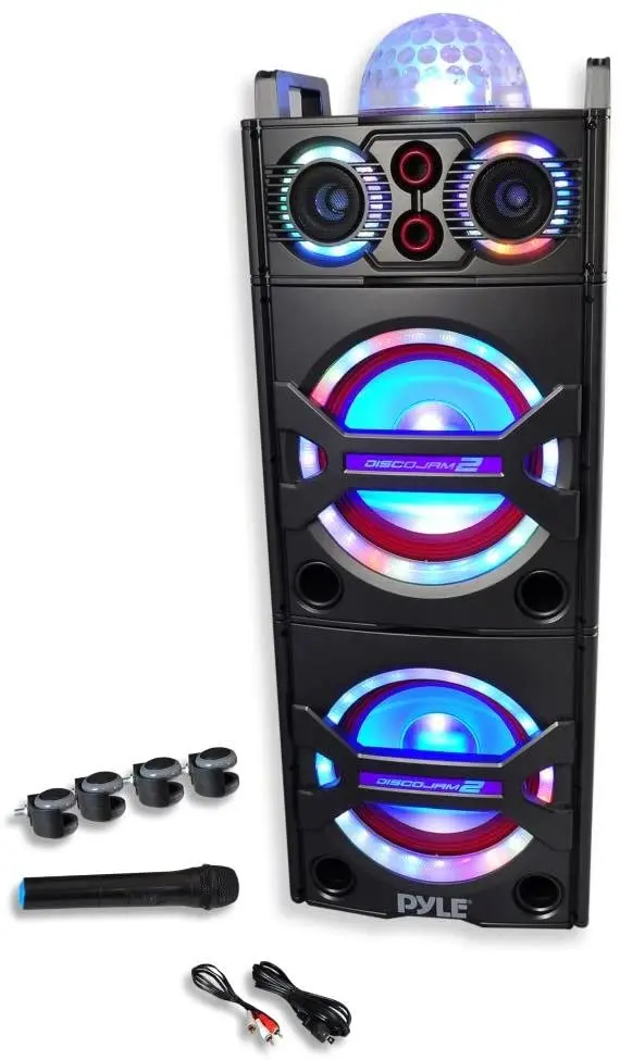 2000W Portable Bluetooth PA Speaker System – Outdoor Sound Tower with Mic, Lights, USB/SD/FM/AUX