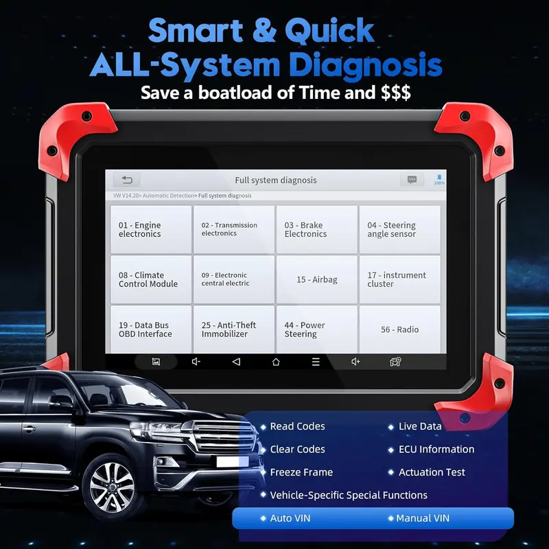 2024 Advanced Bidirectional OBD2 Scanner with ECU Coding, Active Tests & 36+ Reset Functions – Android 10 Tablet, Crank Relearn, 3-Year Updates
