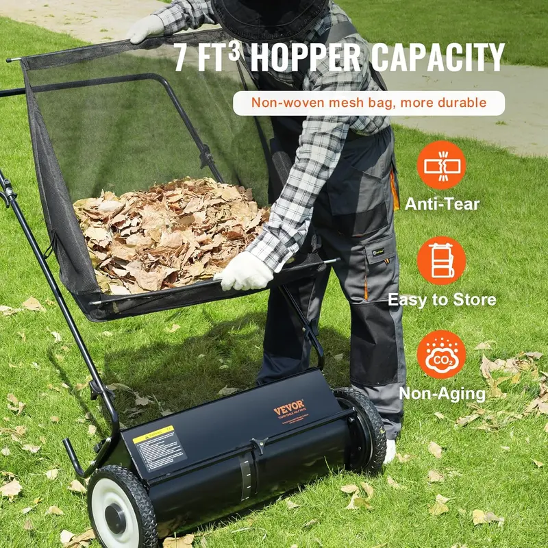 2025 Heavy-Duty 26-Inch Steel Push Lawn Sweeper for Efficient Debris Collection