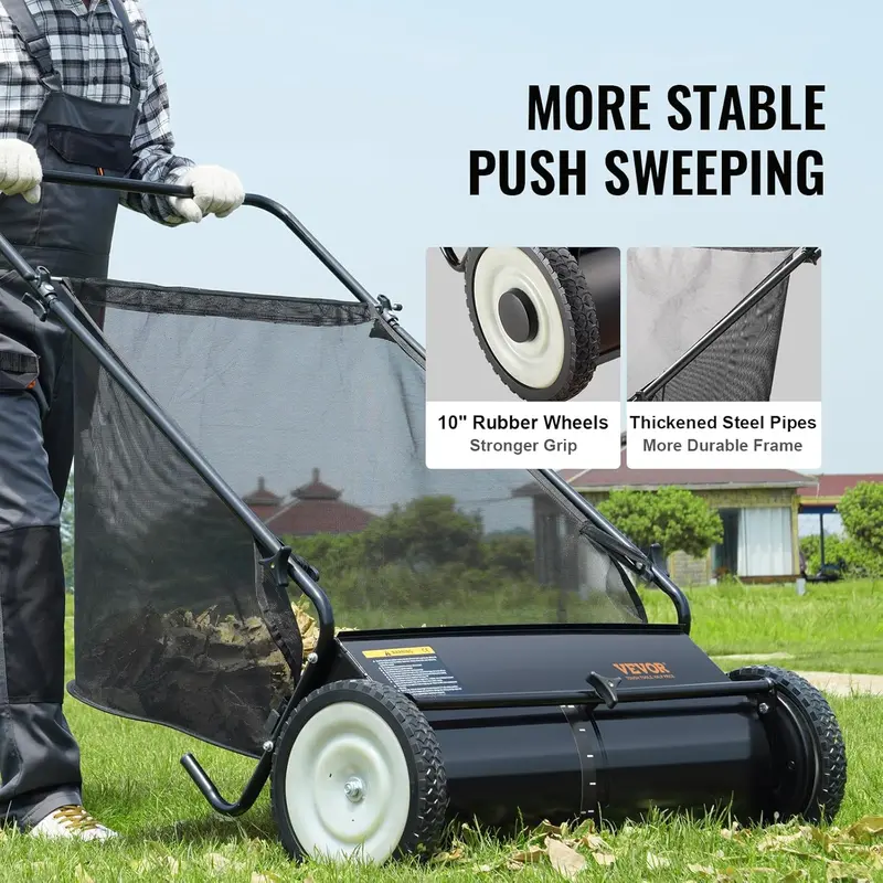 2025 Heavy-Duty 26-Inch Steel Push Lawn Sweeper for Efficient Debris Collection
