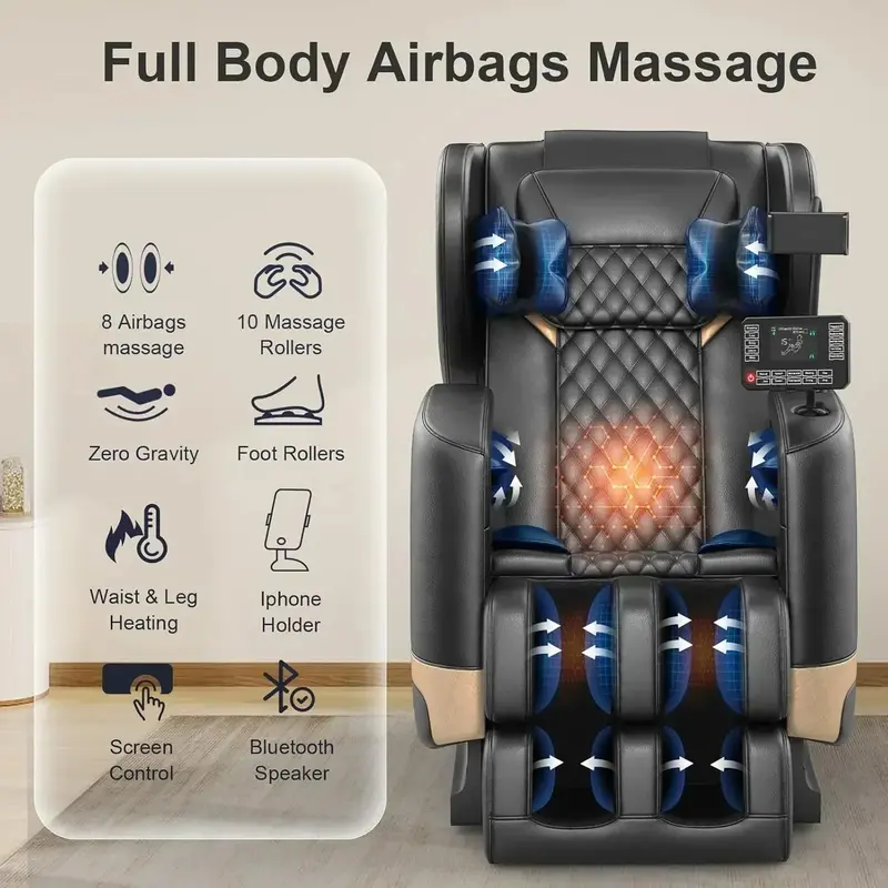 2025 Zero-Gravity Full-Body Massage Chair – 10-Point Roller System with Heat Therapy
