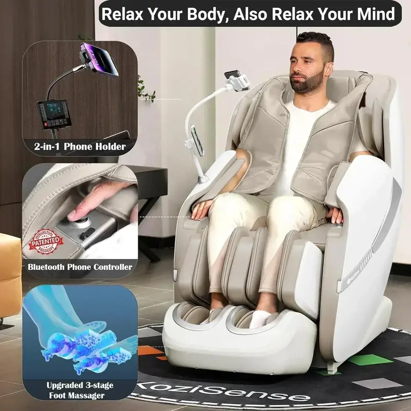2025 Zero-Gravity Massage Chair – Full-Body SL-Track Shiatsu with Heat Therapy