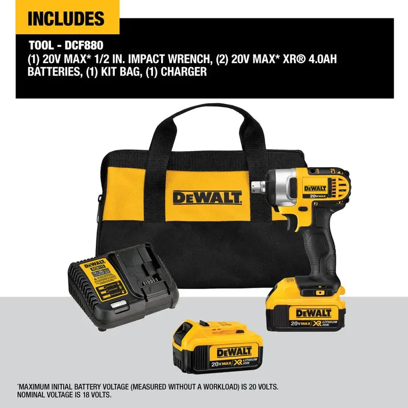 20V MAX Lithium-Ion 1/2" Impact Wrench Kit – Includes Detent Pin & Battery Charger 2