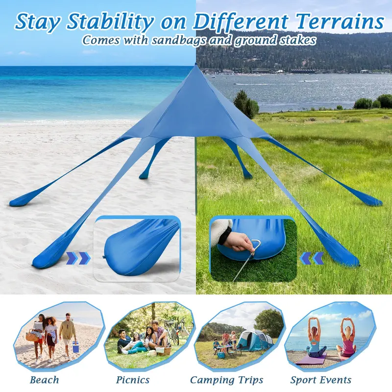 20x20 FT Beach Canopy – UPF50+ Sun Shade Tent with Aluminum Frame & Accessories