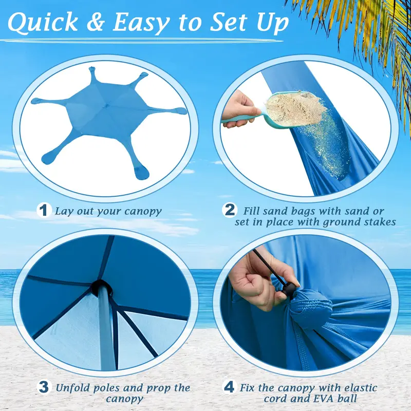 20x20 FT Beach Canopy – UPF50+ Sun Shade Tent with Aluminum Frame & Accessories