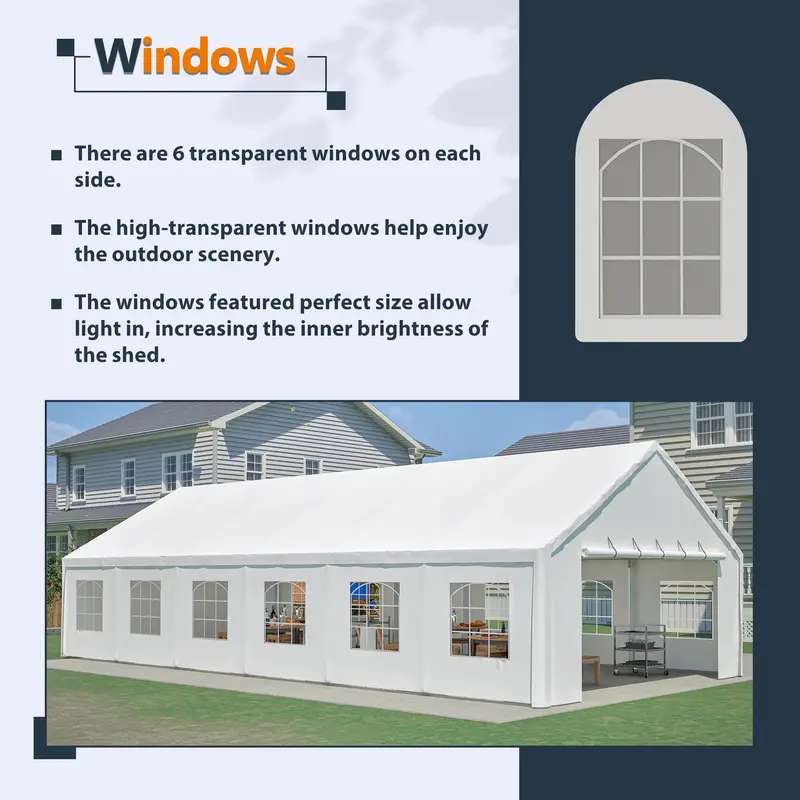 20x40 FT Commercial-Grade Party Tent – Waterproof, Removable Sidewalls, Zipper Door, Includes 3 Storage Bags