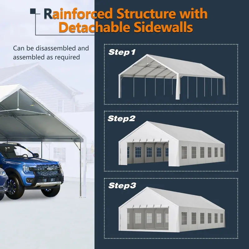 20x40 FT Commercial-Grade Party Tent – Waterproof, Removable Sidewalls, Zipper Door, Includes 3 Storage Bags