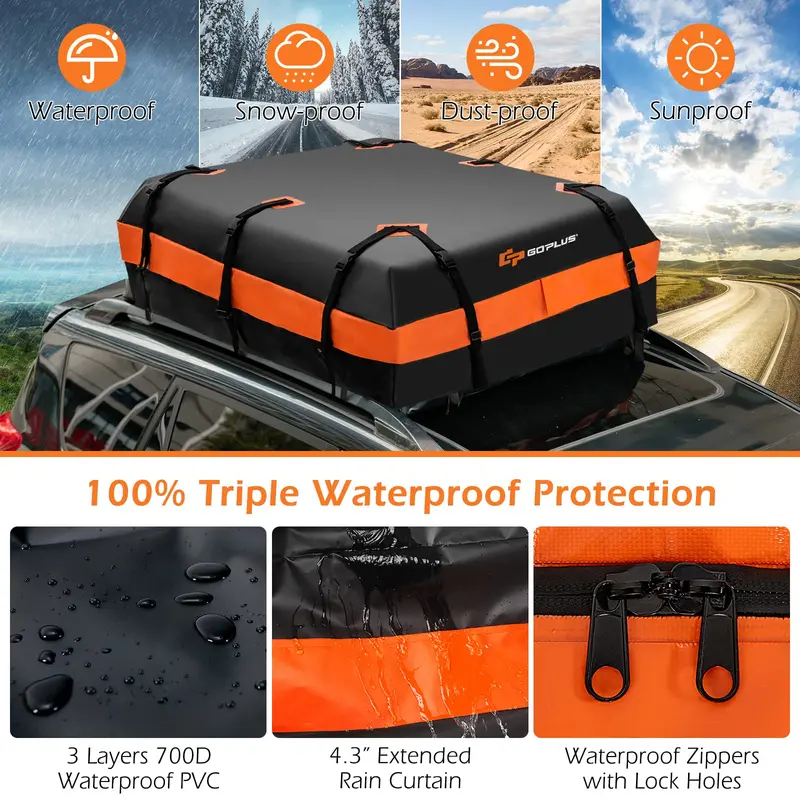 21-Cubic-Foot Rooftop Cargo Carrier Bag – Fully Waterproof Soft Roof Bag for All Vehicles
