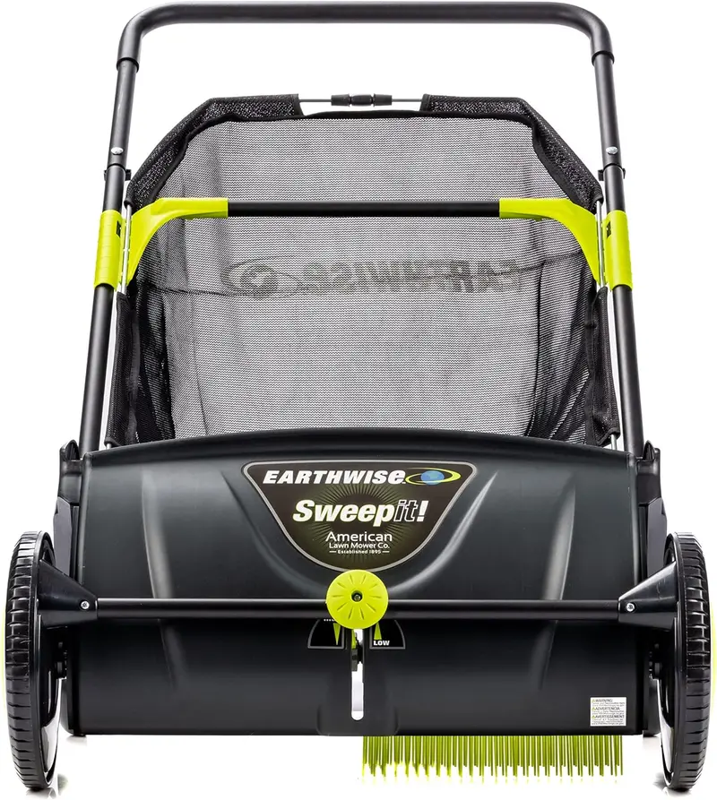 21-Inch Manual Push Lawn Sweeper for Leaves and Grass Clippings – Black