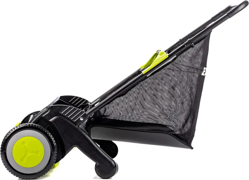 21-Inch Manual Push Lawn Sweeper for Leaves and Grass Clippings – Black