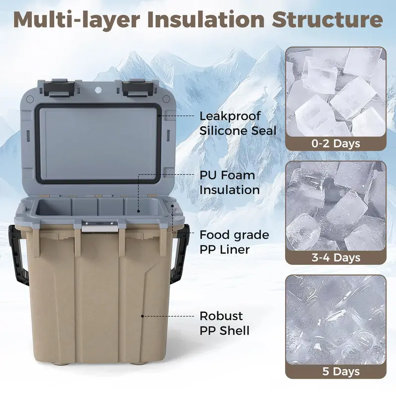 21-Quart Portable Injection-Molded Cooler with Integrated Bottle Opener & Carry Handles