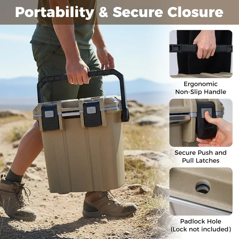 21-Quart Portable Injection-Molded Cooler with Integrated Bottle Opener & Carry Handles