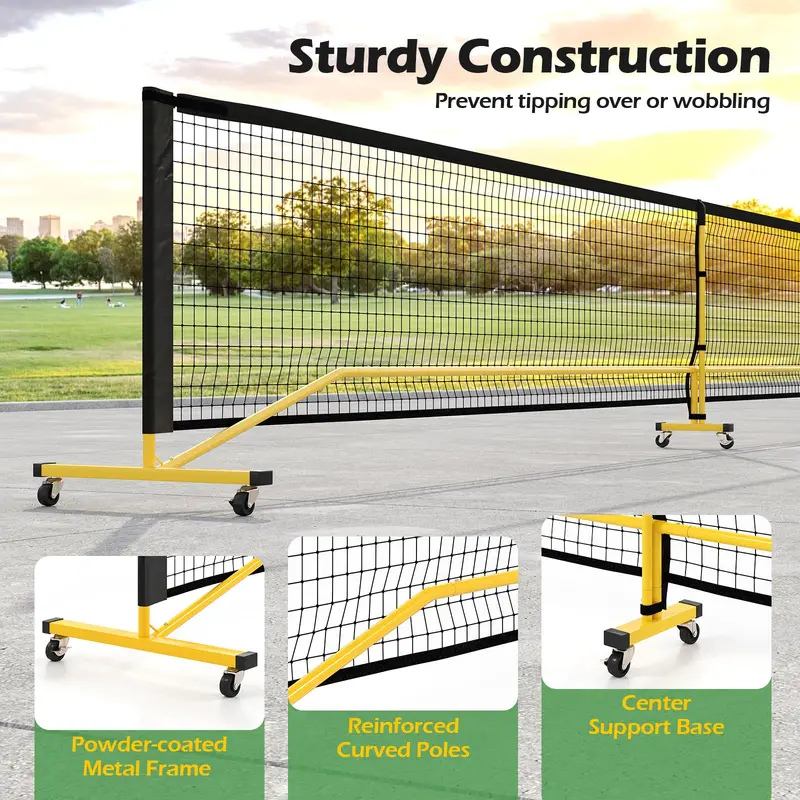 22-Foot Regulation Pickleball Net System – Powder-Coated Steel Frame with Adjustable Height and Weather-Resistant Net