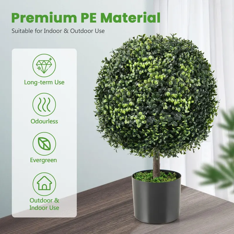 22-Inch Artificial Boxwood Topiary Ball – Lifelike Outdoor or Indoor Decor