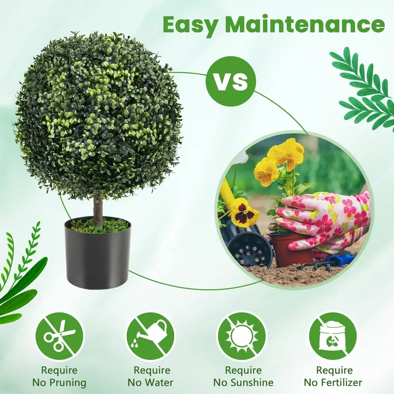 22-Inch Artificial Boxwood Topiary Ball – Lifelike Outdoor or Indoor Decor