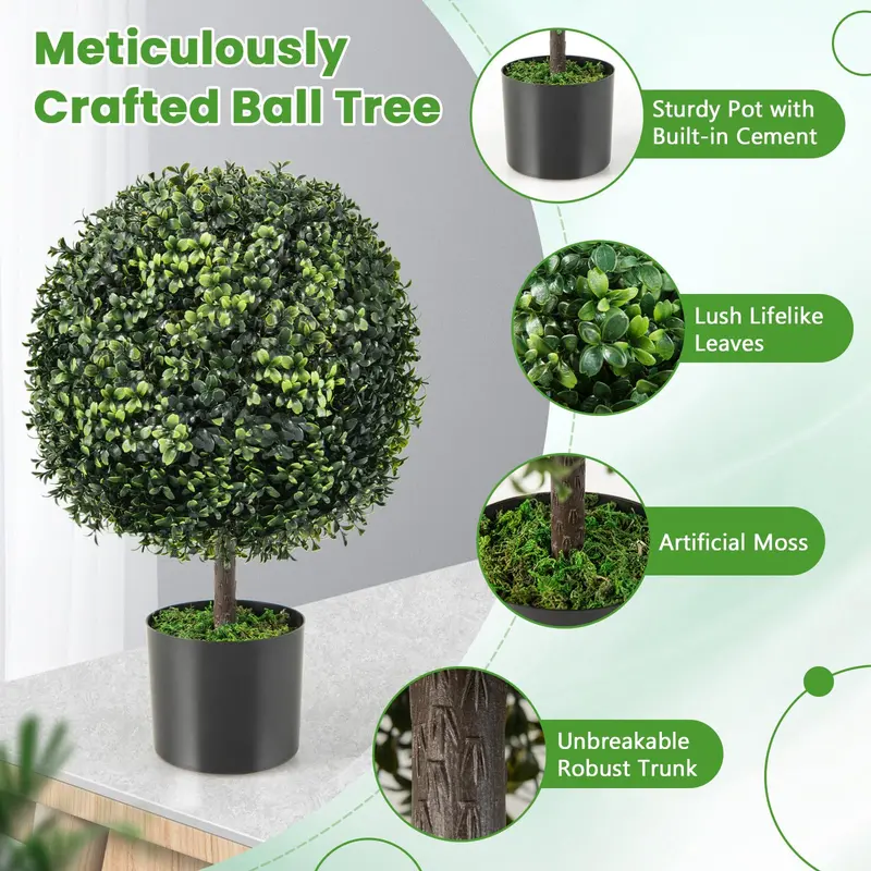 22-Inch Artificial Boxwood Topiary Ball – Lifelike Outdoor or Indoor Decor