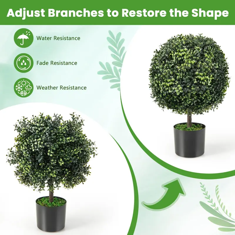 22-Inch Artificial Boxwood Topiary Ball – Lifelike Outdoor or Indoor Decor