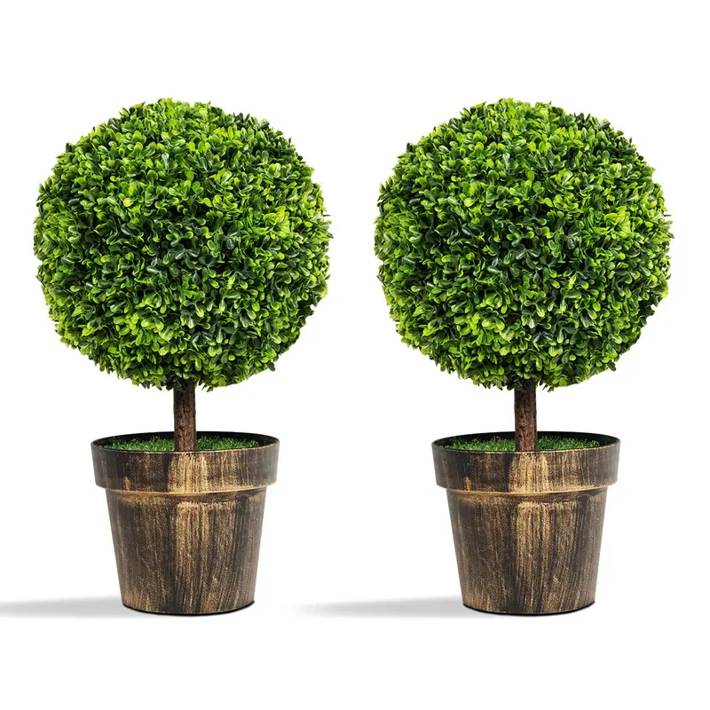 22-Inch Boxwood Ball Topiary – Compact Tabletop Artificial Tree for Modern Interiors