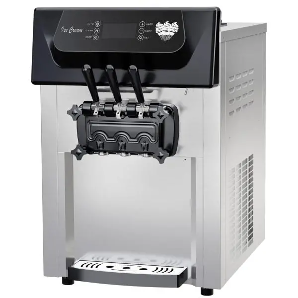 2200W Commercial Triple-Flavor Soft Serve Ice Cream Machine – 5.3–7.4 Gal/Hr Output, LCD Control & Auto-Clean