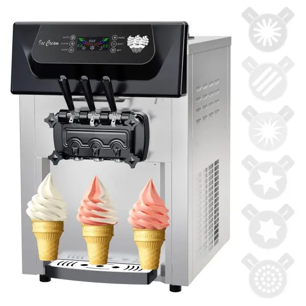 2200W Commercial Triple-Flavor Soft Serve Ice Cream Machine – 5.3–7.4 Gal/Hr Output, LCD Control & Auto-Clean