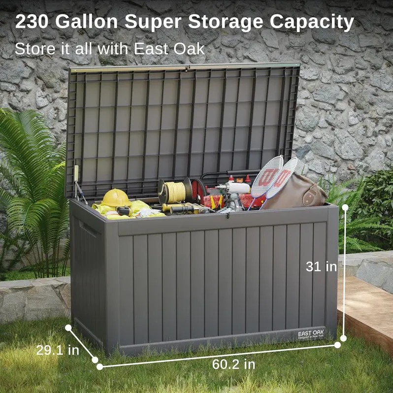 230-Gallon Heavy-Duty Outdoor Storage Deck Box with Padlock Compatibility