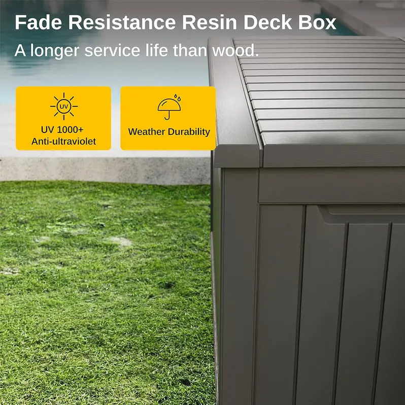230-Gallon Heavy-Duty Outdoor Storage Deck Box with Padlock Compatibility