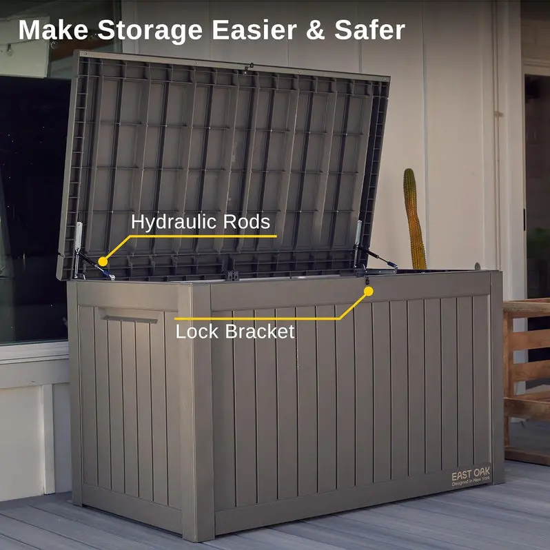 230-Gallon Heavy-Duty Outdoor Storage Deck Box with Padlock Compatibility