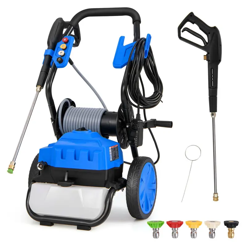 2300 PSI Electric Pressure Washer – 1.8 GPM Heavy-Duty Cleaner with 5 Quick-Connect Nozzles and Wheels