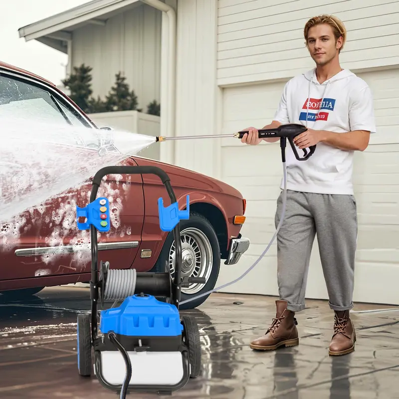 2300 PSI Electric Pressure Washer – 1.8 GPM Heavy-Duty Cleaner with 5 Quick-Connect Nozzles and Wheels 2
