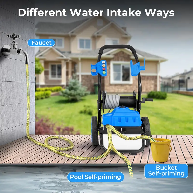 2300 PSI Electric Pressure Washer – 1.8 GPM Heavy-Duty Cleaner with 5 Quick-Connect Nozzles and Wheels