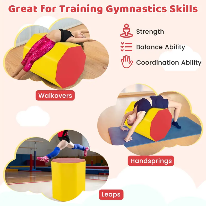 24.5-Inch by 26-Inch Octagonal Gymnastics Mat for Cheerleading, Martial Arts, and Tumbling