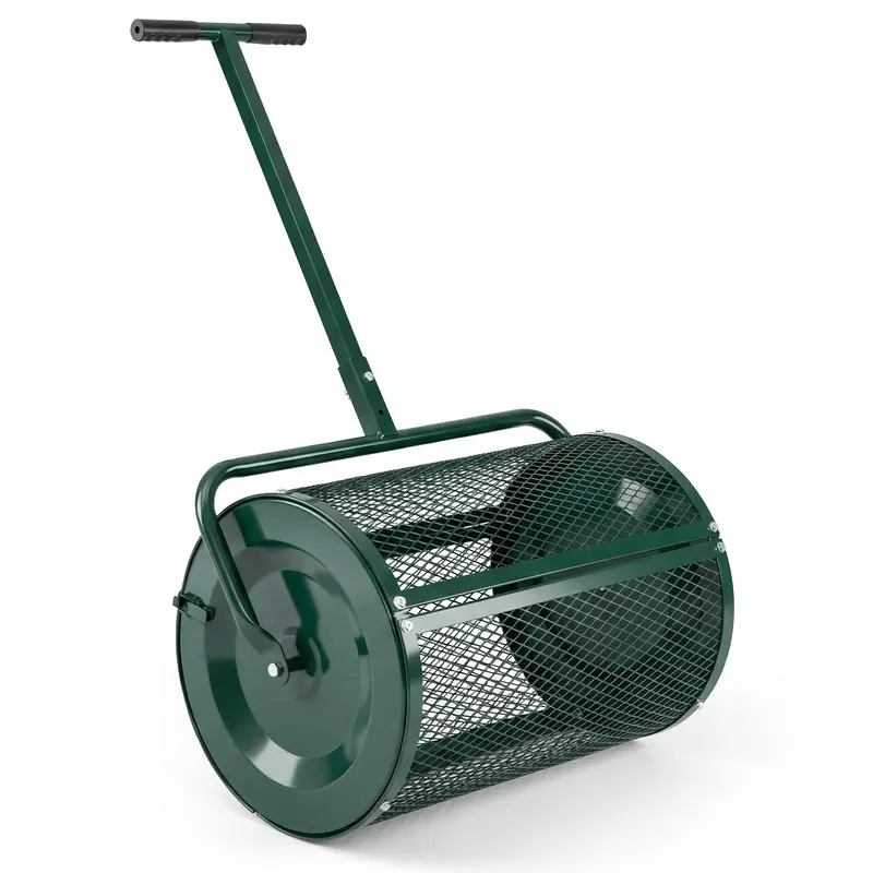 24-Inch Compost and Peat Moss Spreader with Rolling Drum Mechanism
