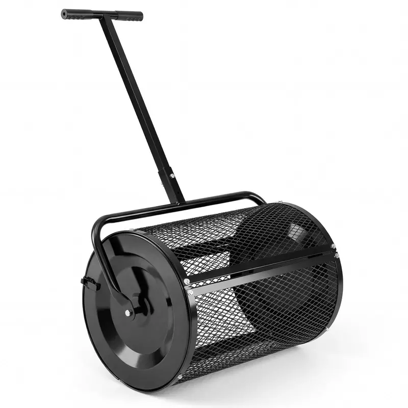 24-Inch Compost and Peat Moss Spreader with Rolling Drum Mechanism