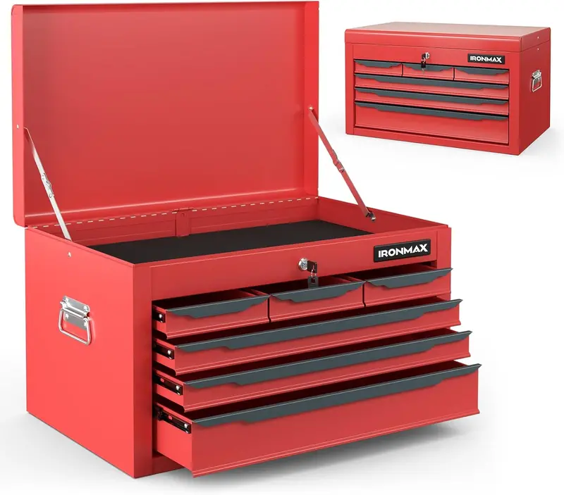 24-Inch Steel Tool Chest – 6-Drawer Heavy-Duty Toolbox with Top Lid Storage & Automatic Lock System