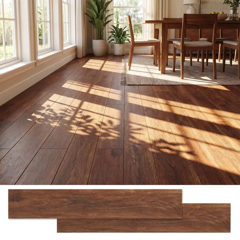 24-Piece Waterproof Vinyl Wood-Grain Floor Tiles (36 sq. ft. Total) 2