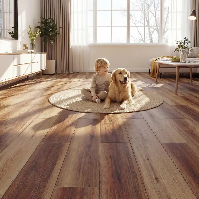 24-Piece Waterproof Vinyl Wood-Grain Floor Tiles (36 sq. ft. Total)