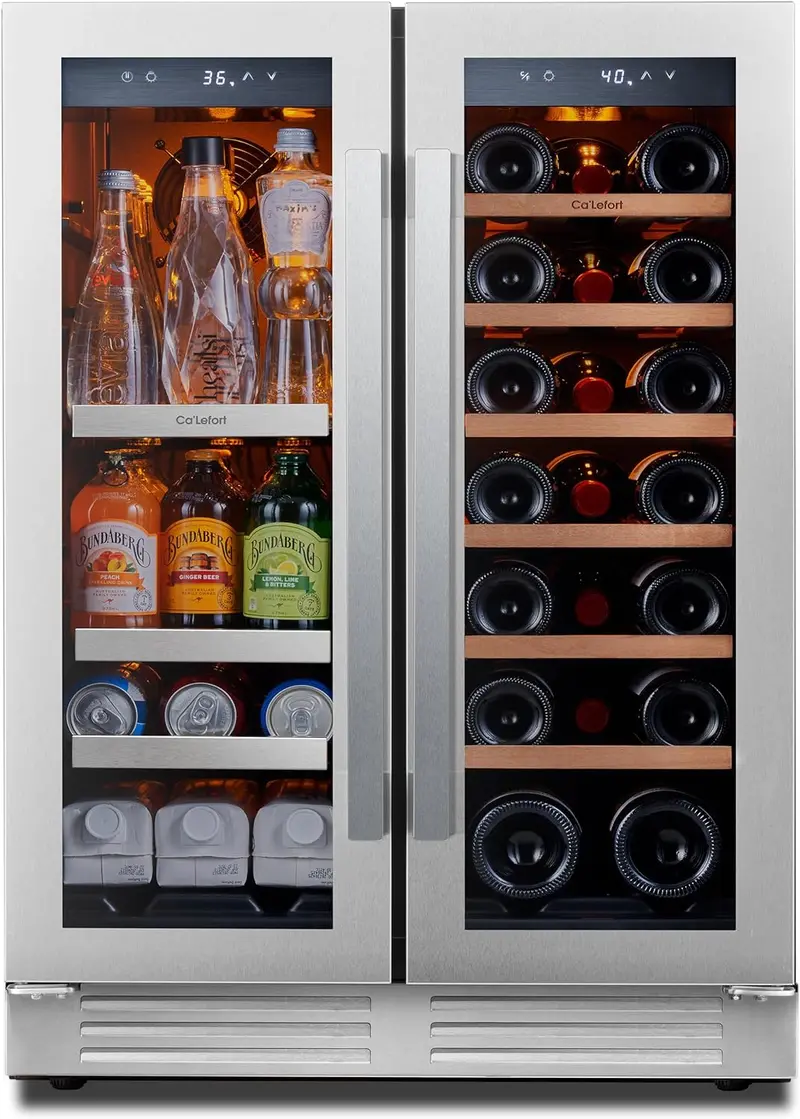 24" Smart Dual-Zone Wine Fridge – 46-Bottle Capacity, 40°F–65°F Digital Control, Low-Noise Design for Kitchen or Office