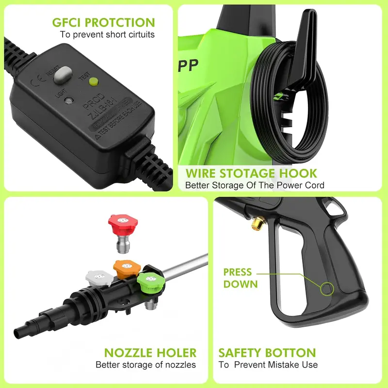 2400 PSI Electric Pressure Washer – Foam Cannon, 4 Quick-Connect Nozzles & 2.4 GPM for Driveways, Decks & Vehicles