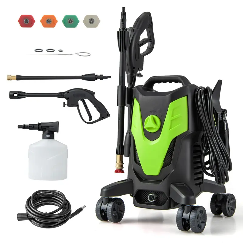 2400 PSI Electric Pressure Washer with 4 Quick-Connect Nozzles and Mobility Wheels
