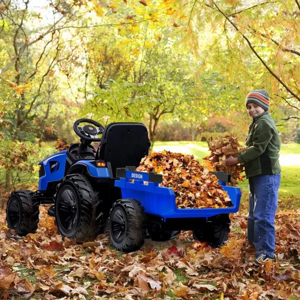 24V 3-in-1 Ride-On Tractor – Excavator & Bulldozer Functions, Remote Control, LED Lights, Bluetooth Audio (Blue) 2