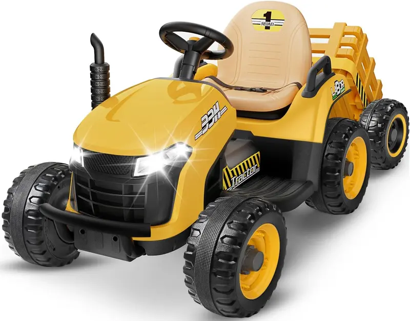 24V Ride-On Tractor for Kids – Tilting Trailer, Dual 65W Motors, Bluetooth Audio, Remote Control & Adjustable Speeds 1