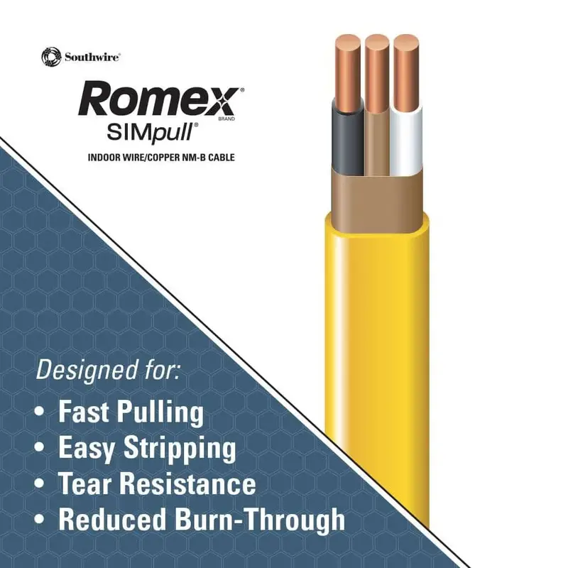 250 ft 12/2 NM-B Romex Wire – Solid Copper SIMpull Non-Metallic Sheathed Cable with Ground 2
