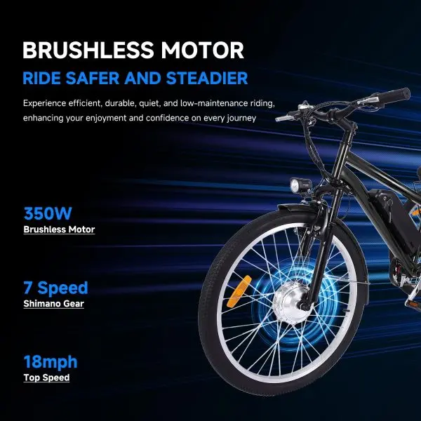 26" Adult Electric Tricycle – 3-Wheel Fat-Tire E-Trike with Basket, 7-Speed Gearing & 350W Motor