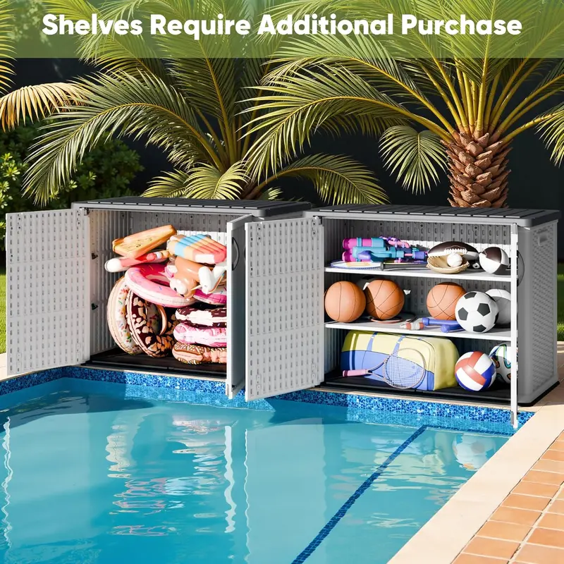 26-Cubic-Foot Lockable Outdoor Storage Cabinet – Weatherproof Patio Tool Shed